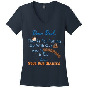 From Fur Babies for Father - Father's Day Cat Dad Women's V-Neck T-Shirt