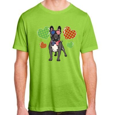 Funny French Bulldog Lovers Red Plaid Heart Valentines Day Funny Gift Adult ChromaSoft Performance T-Shirt