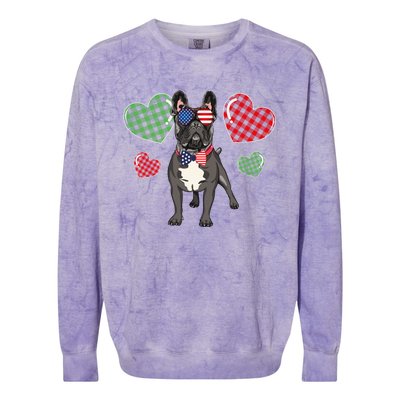 Funny French Bulldog Lovers Red Plaid Heart Valentines Day Funny Gift Colorblast Crewneck Sweatshirt