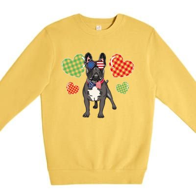 Funny French Bulldog Lovers Red Plaid Heart Valentines Day Funny Gift Premium Crewneck Sweatshirt