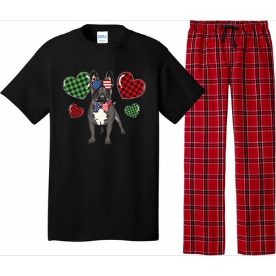 Funny French Bulldog Lovers Red Plaid Heart Valentines Day Funny Gift Pajama Set