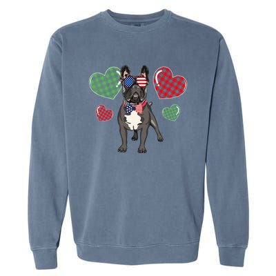 Funny French Bulldog Lovers Red Plaid Heart Valentines Day Funny Gift Garment-Dyed Sweatshirt