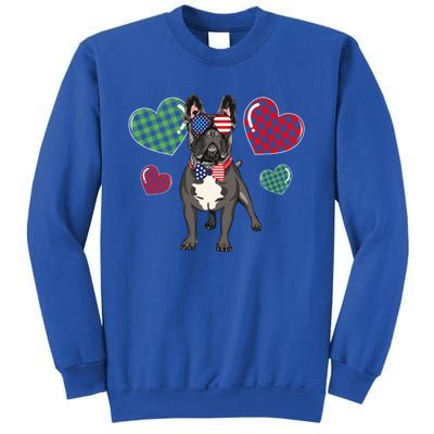 Funny French Bulldog Lovers Red Plaid Heart Valentines Day Funny Gift Sweatshirt