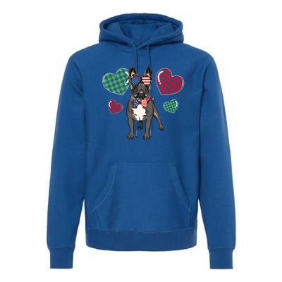 Funny French Bulldog Lovers Red Plaid Heart Valentines Day Funny Gift Premium Hoodie