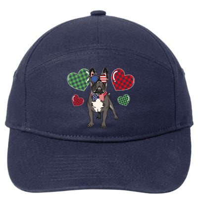 Funny French Bulldog Lovers Red Plaid Heart Valentines Day Funny Gift 7-Panel Snapback Hat