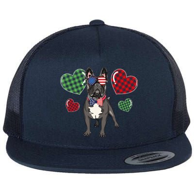 Funny French Bulldog Lovers Red Plaid Heart Valentines Day Funny Gift Flat Bill Trucker Hat