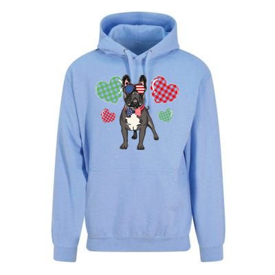 Funny French Bulldog Lovers Red Plaid Heart Valentines Day Funny Gift Unisex Surf Hoodie