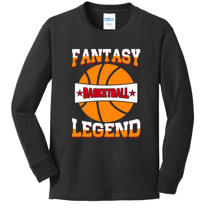 Funny Fantasy Basketball Legend For Bball Fan Kids Long Sleeve Shirt