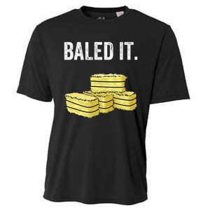 Funny Farming Baled It. Farm Joke Hay Bale Pun Cooling Performance Crew T-Shirt