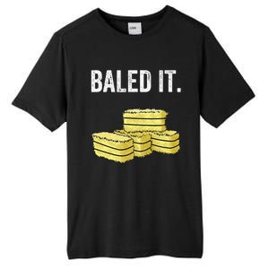 Funny Farming Baled It. Farm Joke Hay Bale Pun Tall Fusion ChromaSoft Performance T-Shirt