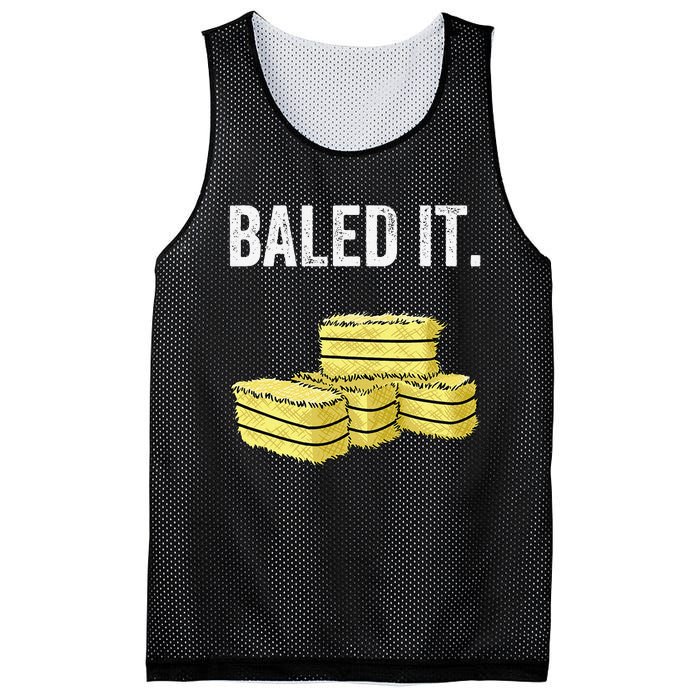 Funny Farming Baled It. Farm Joke Hay Bale Pun Mesh Reversible Basketball Jersey Tank