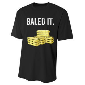 Funny Farming Baled It. Farm Joke Hay Bale Pun Performance Sprint T-Shirt