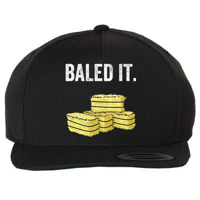 Funny Farming Baled It. Farm Joke Hay Bale Pun Wool Snapback Cap