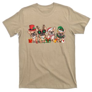 Four French Bulldog Christmas Funny Santa Reindeer Xmas T-Shirt