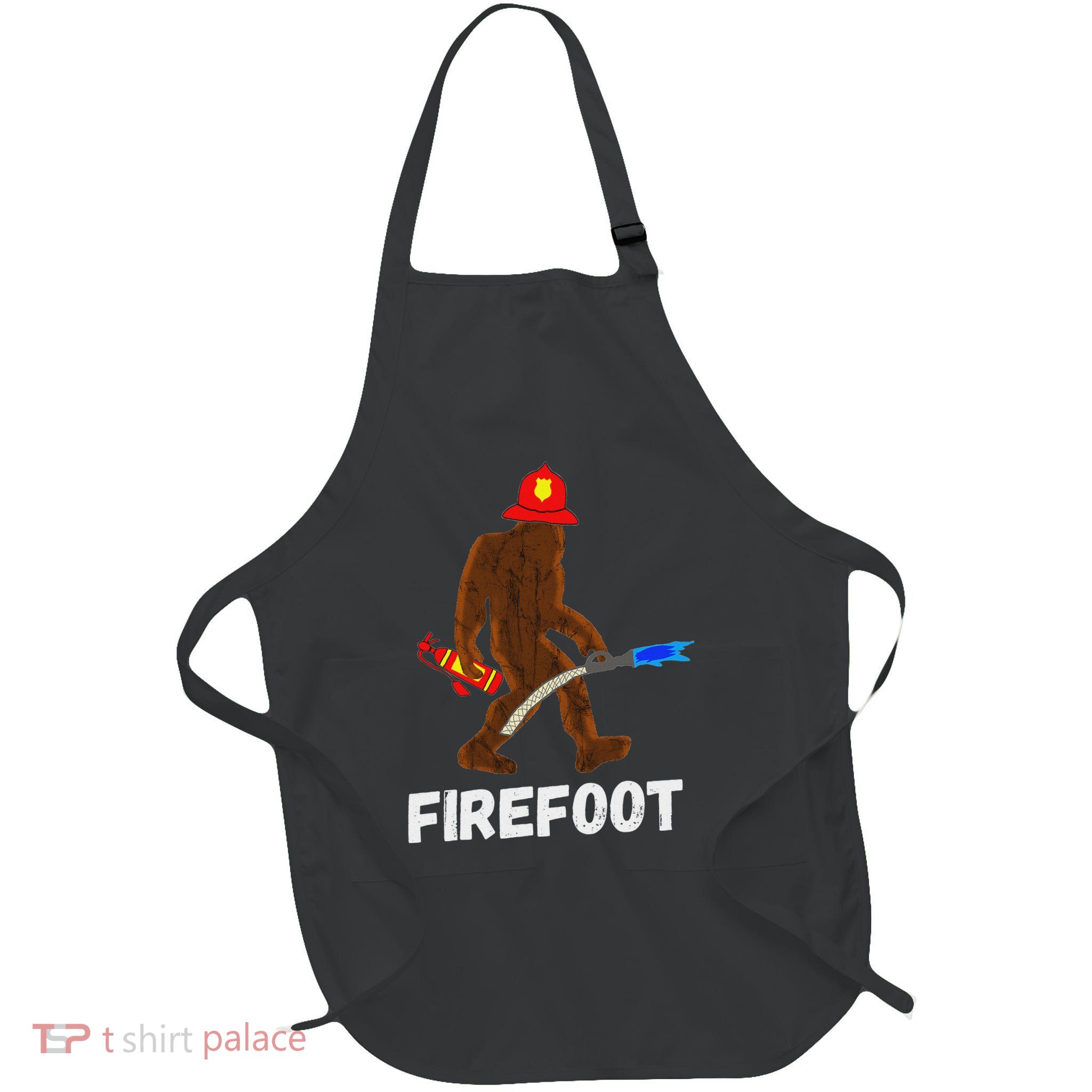 Fire Fighter Bigfoot Fireman Sasquatch Firefighter Full-Length Apron With Pockets