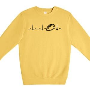 Funny Football Ball Heartbeat Fan Cool Gift Premium Crewneck Sweatshirt