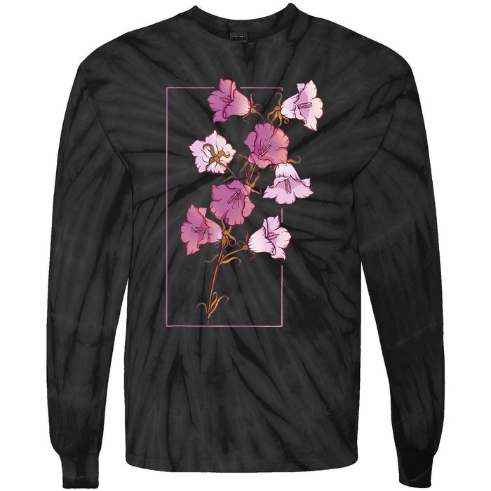 Floral Flower Bellflower Campanula Wildflower Tie-Dye Long Sleeve Shirt