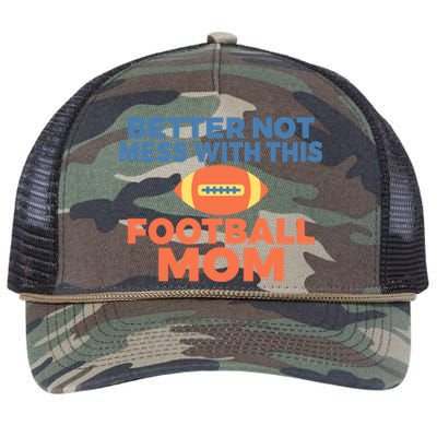 Footballer Father Better Not Mess With This Football Mom Gift Retro Rope Trucker Hat Cap