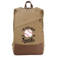 Funny Fantasy Baseball League I’m Just Here For The Snacks Cotton Canvas Backpack