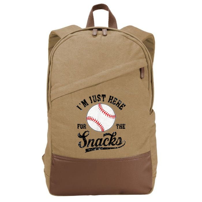 Funny Fantasy Baseball League I’m Just Here For The Snacks Cotton Canvas Backpack
