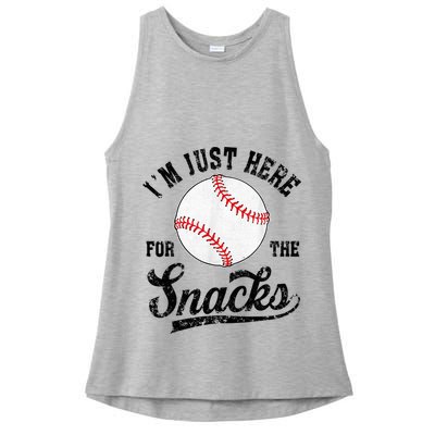 Funny Fantasy Baseball League I’m Just Here For The Snacks Ladies PosiCharge Tri-Blend Wicking Tank