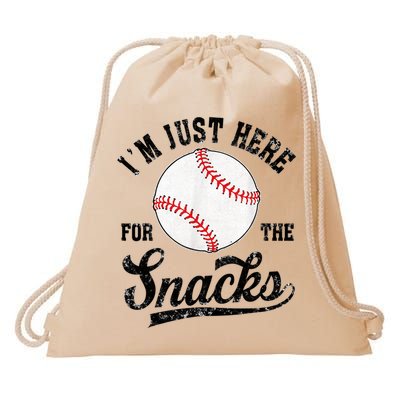 Funny Fantasy Baseball League I’m Just Here For The Snacks Drawstring Bag