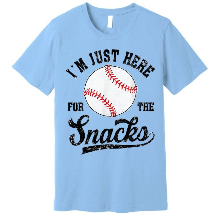 Funny Fantasy Baseball League I’m Just Here For The Snacks Premium T-Shirt