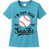 Funny Fantasy Baseball League I’m Just Here For The Snacks Womens T-Shirt