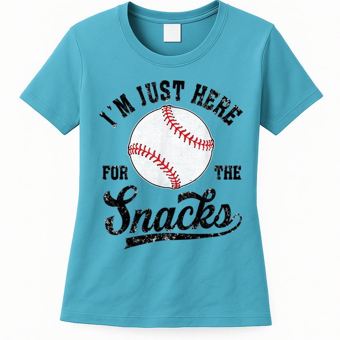 Funny Fantasy Baseball League I’m Just Here For The Snacks Womens T-Shirt