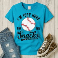 Funny Fantasy Baseball League I’m Just Here For The Snacks Womens T-Shirt