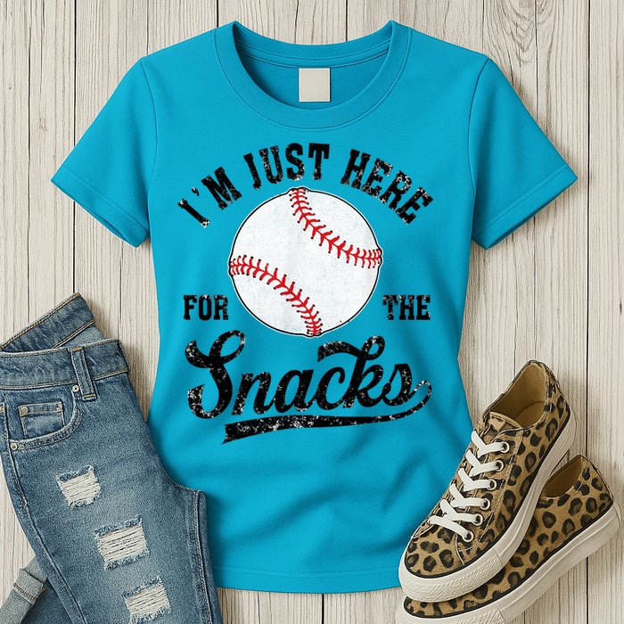 Funny Fantasy Baseball League I’m Just Here For The Snacks Womens T-Shirt