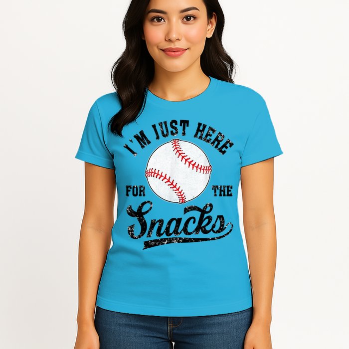 Funny Fantasy Baseball League I’m Just Here For The Snacks Womens T-Shirt