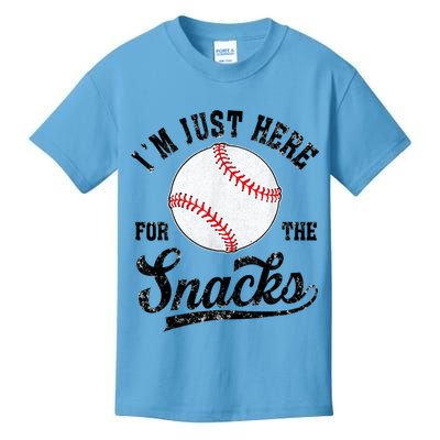 Funny Fantasy Baseball League I’m Just Here For The Snacks Kids T-Shirt