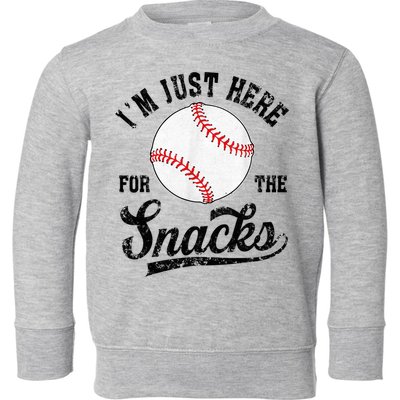 Funny Fantasy Baseball League I’m Just Here For The Snacks Toddler Sweatshirt