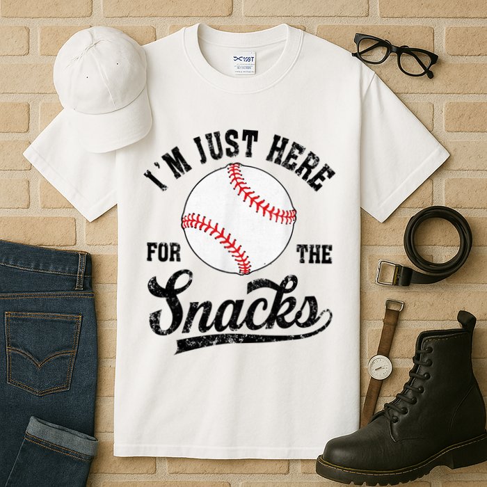 Funny Fantasy Baseball League I’m Just Here For The Snacks Tall T-Shirt