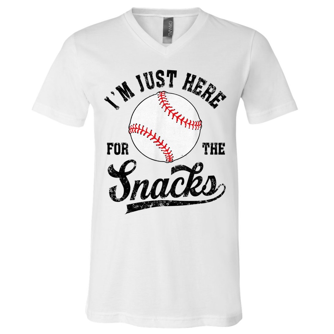Funny Fantasy Baseball League I’m Just Here For The Snacks V-Neck T-Shirt