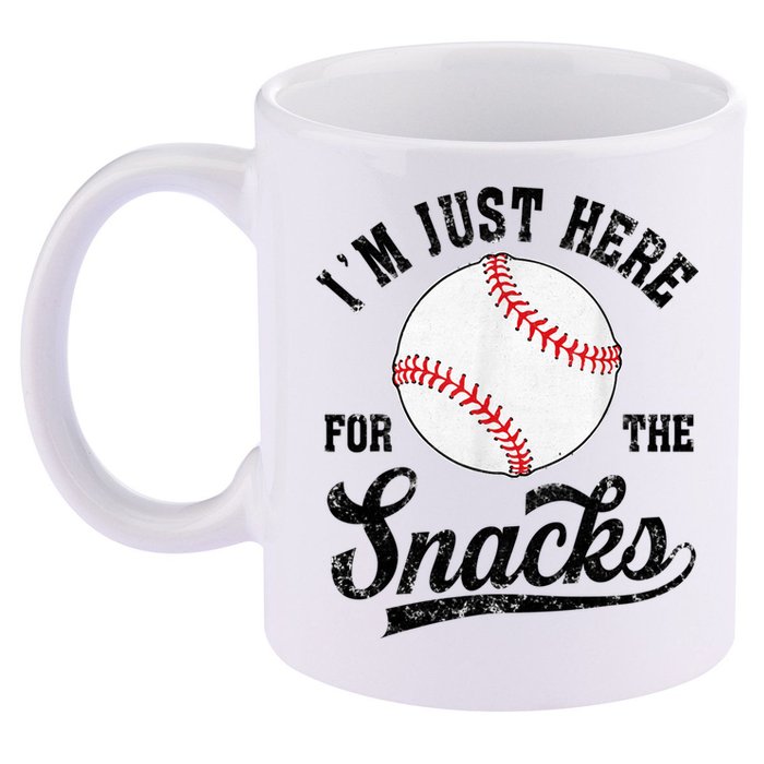 Funny Fantasy Baseball League I’m Just Here For The Snacks 11oz C Handle Ceramic Mug