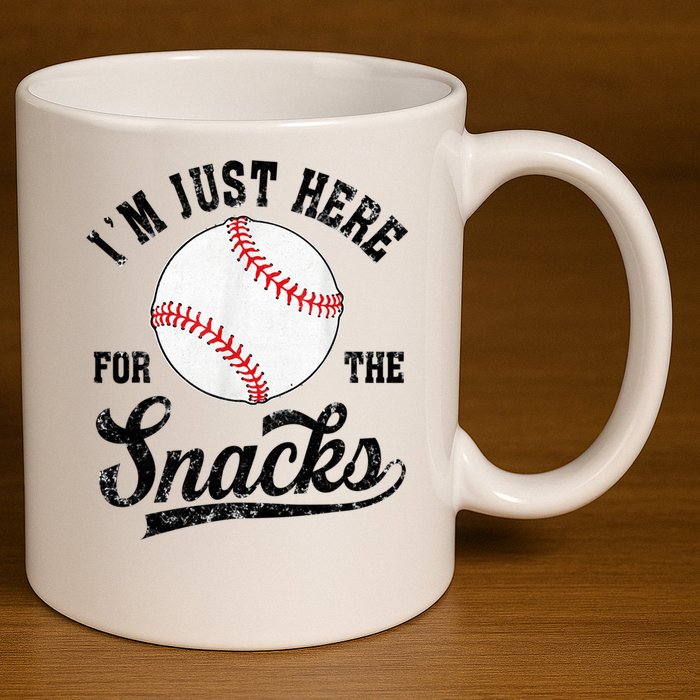 Funny Fantasy Baseball League I’m Just Here For The Snacks 11oz C Handle Ceramic Mug