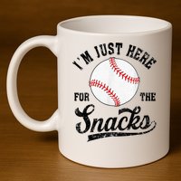 Funny Fantasy Baseball League I’m Just Here For The Snacks 11oz C Handle Ceramic Mug