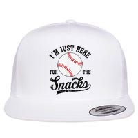 Funny Fantasy Baseball League I’m Just Here For The Snacks Flat Bill Trucker Hat
