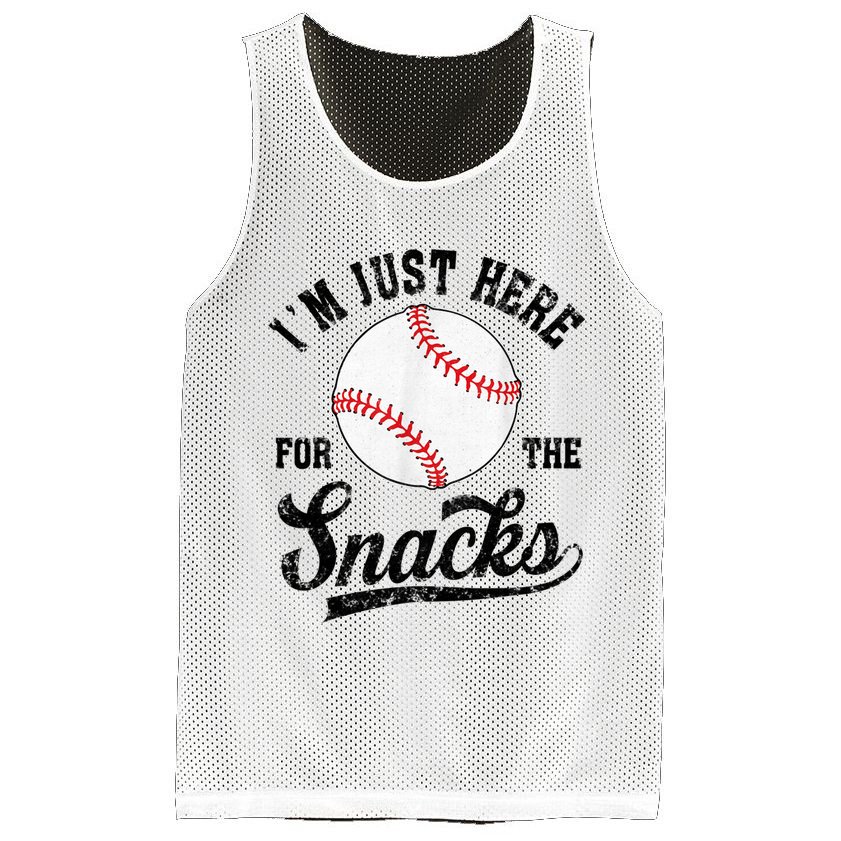 Funny Fantasy Baseball League I’m Just Here For The Snacks Mesh Reversible Basketball Jersey Tank
