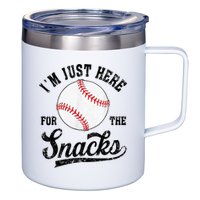 Funny Fantasy Baseball League I’m Just Here For The Snacks 12oz Stainless Steel Coffee Mug