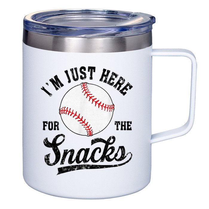Funny Fantasy Baseball League I’m Just Here For The Snacks 12oz Stainless Steel Coffee Mug