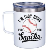 Funny Fantasy Baseball League I’m Just Here For The Snacks 12oz Stainless Steel Coffee Mug