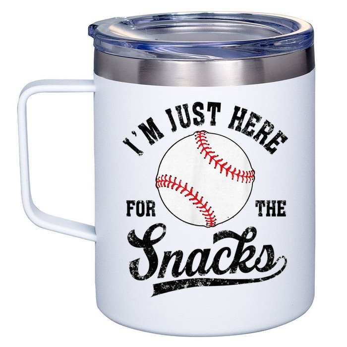 Funny Fantasy Baseball League I’m Just Here For The Snacks 12oz Stainless Steel Coffee Mug