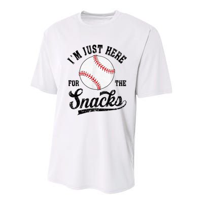 Funny Fantasy Baseball League I’m Just Here For The Snacks Youth Performance Sprint T-Shirt