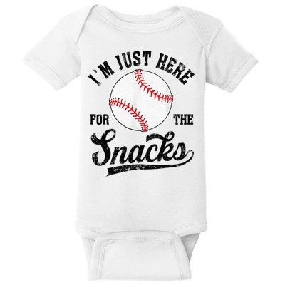 Funny Fantasy Baseball League I’m Just Here For The Snacks Baby Bodysuit