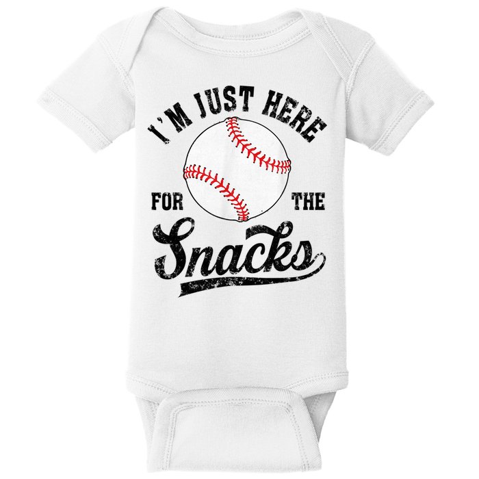 Funny Fantasy Baseball League I’m Just Here For The Snacks Baby Bodysuit