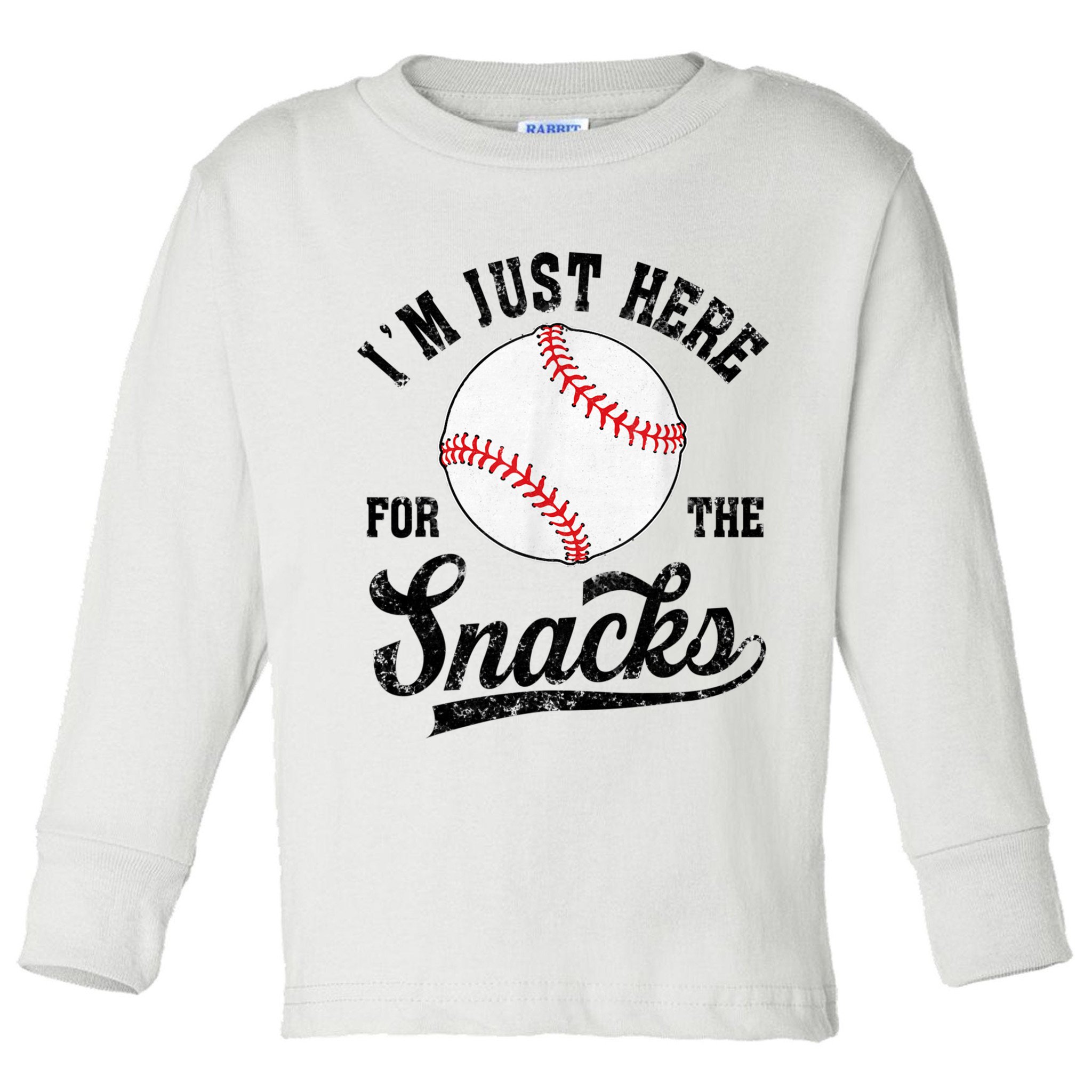 Funny Fantasy Baseball League I’m Just Here For The Snacks Toddler Long Sleeve Shirt