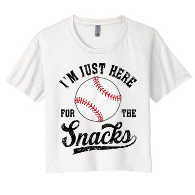 Funny Fantasy Baseball League I’m Just Here For The Snacks Women's Crop Top Tee